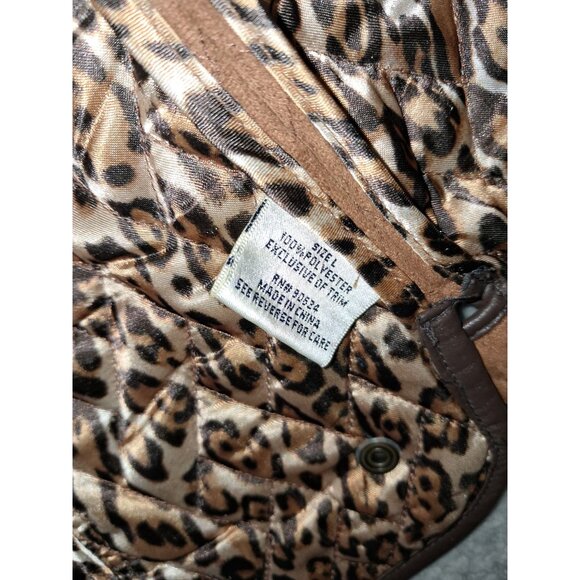 Tasha Polizzi Women's Collection Size L BrownFaux Swede Leopard Print Vest Jacke - Picture 6 of 13